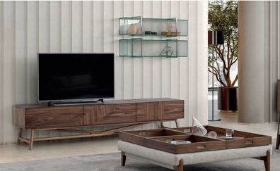 Wohnzimmer Tv-Ständer mit 2x Wandregal Luxus Design Sideboarad Wohnwand