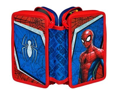 Marvel Spiderman Scooli 3-fach Tripple Mäppchen gefüllt Federmappe Stifte Etui