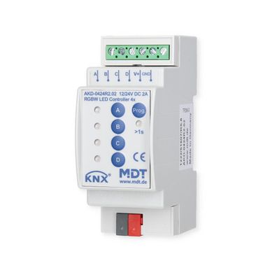 MDT AKD-0424R2.02 LED Controller 4-Kanal, Reiheneinbaugerät, für 12/24V CV...