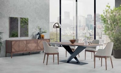 Luxus Set Für Esszimmer 5tlg Tisch 4x Stuhle mit Anrichte Tische Holz