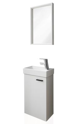 Gäste WC Badmöbel Set Waschbecken mit Unterschrank klein Waschtisch mit Spiegel