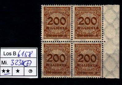 Los B6158: Deutsches Reich Mi. 323 * * Viererblock, Rand