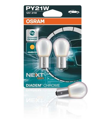 Osram Diadem Chrome PY21W Glühlampe Blinkerlampe 2 Stück BAU15s 12V/21W