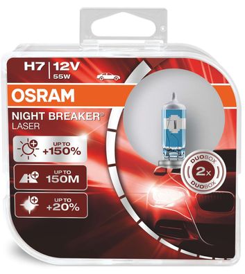 OSRAM H7 12V 55W PX26d NIGHT Breaker® LASER + 150% mehr Helligkeit 2 St.