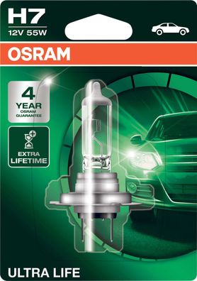 OSRAM H7 12V 55W PX26d ULTRA LIFE 4 Jahre Garantie 1 St. Blister