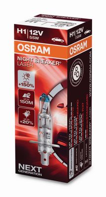 OSRAM H1 12V 55W P14.5s NIGHT Breaker® LASER + 150% mehr Helligkeit 1 st.