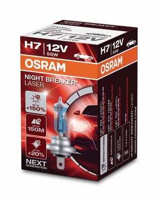 OSRAM H7 12V 55W PX26d NIGHT Breaker® LASER + 150% mehr Helligkeit 1 st.