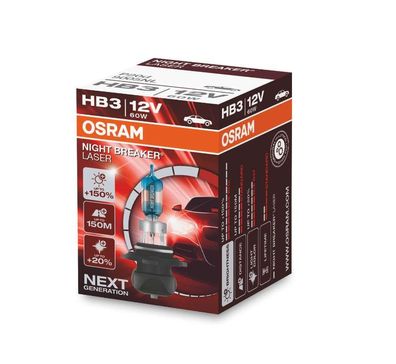 OSRAM HB3 12V 60W P20d NIGHT Breaker® LASER + 150% mehr Helligkeit 1 st.