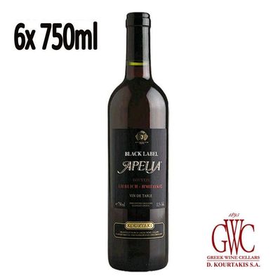 GWC Apelia Black Label Imiglykos 6x 750ml Kourtaki Rotwein halbsüß
