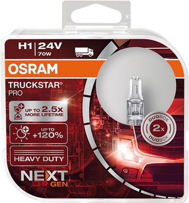 OSRAM H1 24V 70W P14.5s Truckstar® PRO NEXT GEN bis + 120% mehr Licht 2St