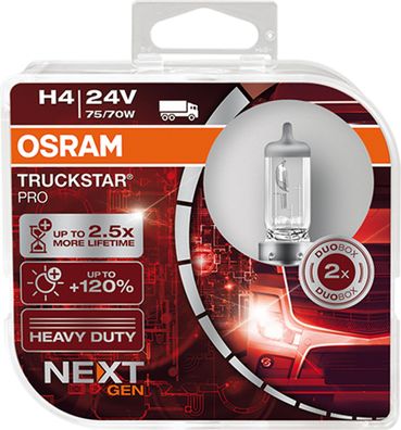 OSRAM H4 24V 75W P43t Truckstar® PRO NEXT GEN bis + 120% mehr Licht 2St