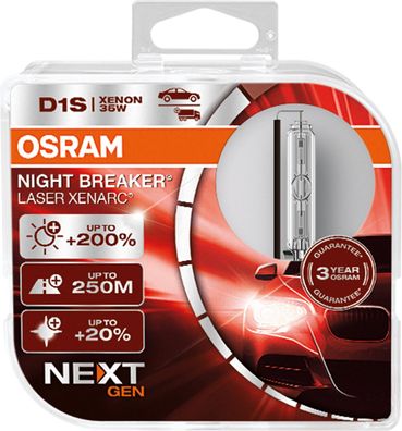 OSRAM D1S 12/24V XENARC® NIGHT Breaker® LASER + 200% 3 Jahre Garantie* 2 St.
