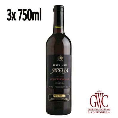 GWC Apelia Black Label Imiglykos 3x 750ml Kourtaki Rotwein halbsüß