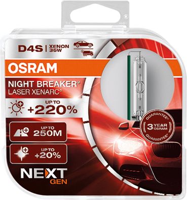 OSRAM D4S 12/24V XENARC® NIGHT Breaker® LASER + 220% 3 Jahre Garantie* 2 St.