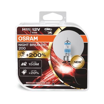 OSRAM H11 12V 55W PGJ19-2 NIGHT Breaker®200 + 200% 2 St.