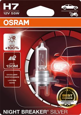 OSRAM H7 12V 55W PX26d NIGHT Breaker® SILVER + 100% 1 st.