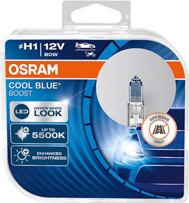 OSRAM H1 12V 80W P14.5s COOL BLUE BOOST 5500K 2St - NEUE Ausführung - (NO ECE)