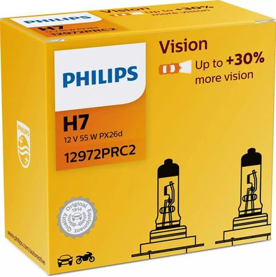 Philips H7 12V 55W PX26d Vision + 30% 2 St.