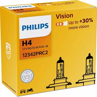Philips H4 12V 60/55W P43t Vision + 30% 2 St.