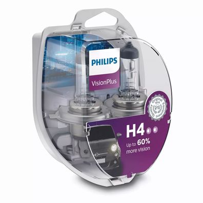 Philips H4 12V 60/55W P43t Vision Plus + 60% 2 St.
