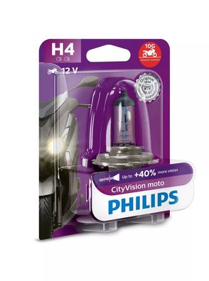 Philips H4 12V 60/55W CityVision Moto + 40% 1 St. Blister