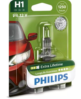 Philips H1 12V 55W P14,5s LongLife EcoVision 1 St. Blister