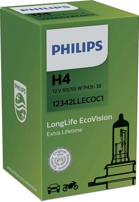 Philips H4 12V 60/55W P43t LongLife EcoVision 1 St.
