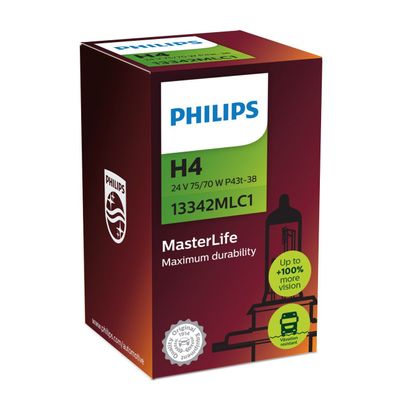 Philips H4 24V 75/70W P43t-38 MasterLife max durability & 4x lifetime 1 St.