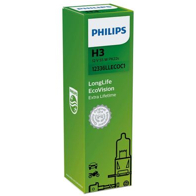 Philips H3 12V 55W PK22s LongLife EcoVision 1 St.