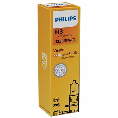 Philips H3 12V 55W PK22s Vision (Premium) + 30% 1 St.