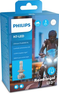 Philips H7 12V 20W PX26d Ultinon Pro6000 LED 5800K Moto mit Straßenzulassung 1St.