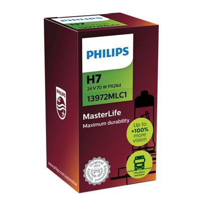 Philips H7 24V 70W PX26d MasterLife max durability & 4x lifetime 1 St.