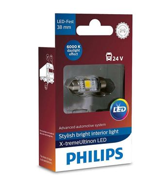 Philips C5W LED Festoon 24V 1W 10,5 x 38mm 6000K X-treme Vision 1 St.