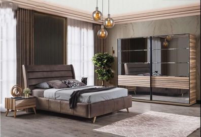 Moderne Schlafzimmer Möbel Polster Doppelbett Holz Nachttische Schrank