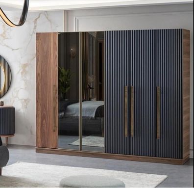 Brauner Kleiderschrank Designer Luxus Möbel Holzschrank Einrichtung Schrank