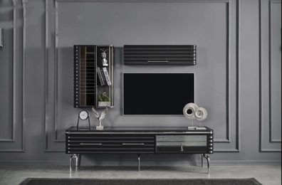 Modernes Wohnzimmer Set Designer TV-Schrank Luxus 2x Wandschränke 3tlg