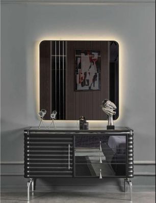 Schwarzes Schlafzimmer Set Designer Kommode mit LED-Spiegel Garnitur