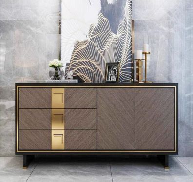 Sideboard Kommode Schrank Holz Modern Design Grau Luxus Wohnzimmer
