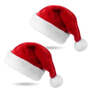 Weihnachtswunder® 2er Samt Weihnachtsmütze Nikolausmütze rot - Weihnachten