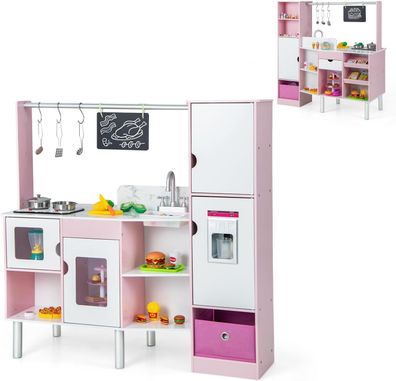 2 in 1 Kinderküche & Kaufladen, Spielküche mit Licht und Sound, interaktiver Eismache