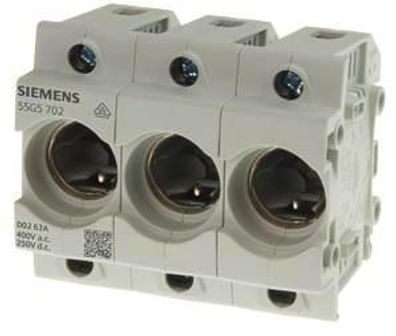 Siemens 5SG5702 NEOZED, Sicherungssockel, D02, 3-polig, 63A, 400V, 250V