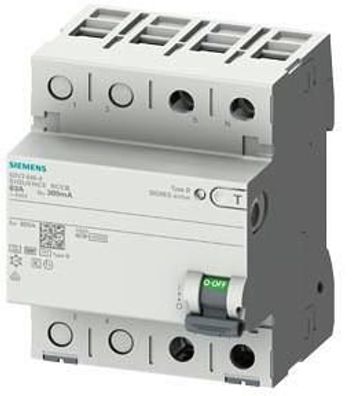 Siemens 5SV3644-4 FI-Schutzschalter, 4-polig, Typ B, kurzzeitverzögert, 40A...