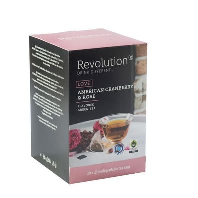 360,00 EUR/ kg - Revolution Tee 20ct - American Cranberry & Rose - Fairtrade