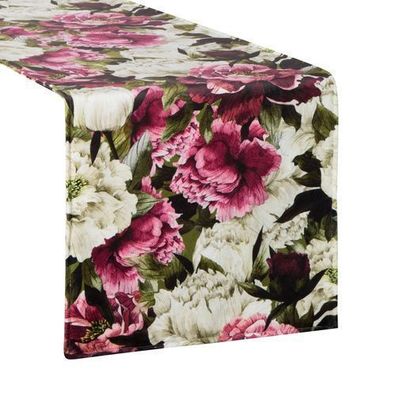 Tischläufer Tischband 35x180 cm rosa grün Tischdeko Modern Mitteldecke Blumen Deko