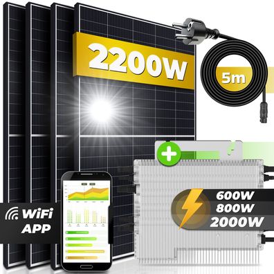 Solaranlage 2200W Balkonkraftwerk Deye Wechselrichter 2000W drosselbar auf 600W