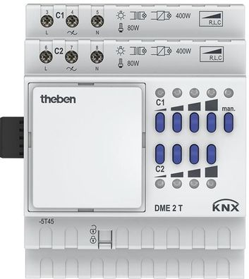Theben DME 2 T KNX 2-fach Universaldimmaktor MIX2, 400 Watt, IP 20 (4930275)