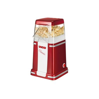 Unold 48525 Classic Popcornmaker, 900W, 100g, rot metallic/ silber/ weiß