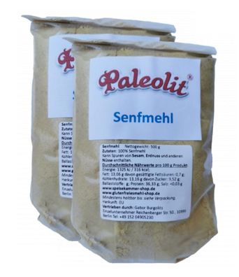 1 kg (2x500g) Senfmehl gelb Senfpulver Senfkörner gemahlen teilentölt glutenfrei