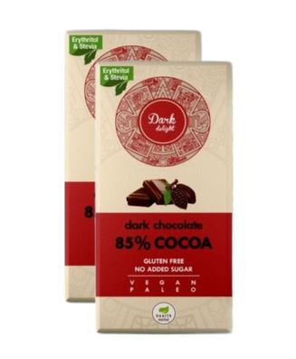 2 Tafel Zuckerfreie Edelbitter Schokolade 85% Kakao Vegan Glutenfrei Paleo Keto