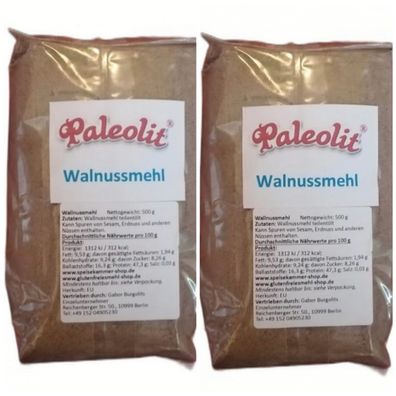 2 x 500g Walnussmehl Proteinmehl teilentölt glutenfrei paleo vegan Nussmehl